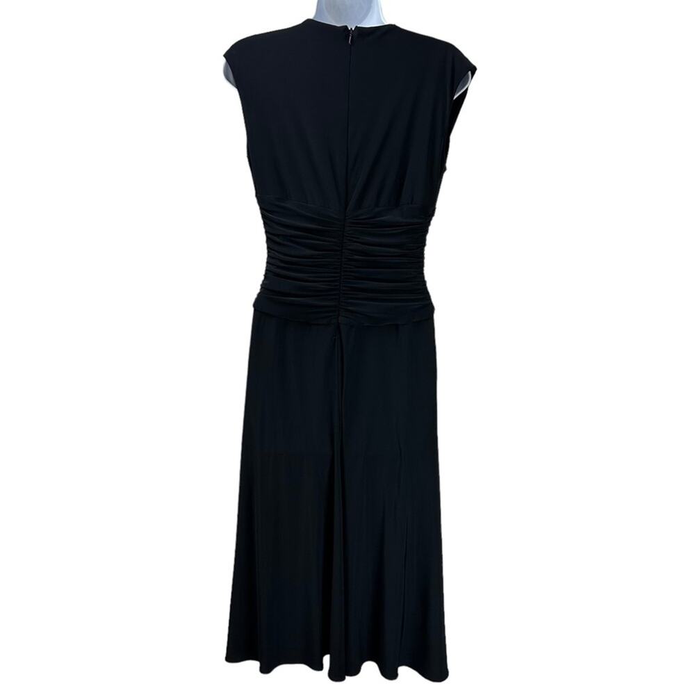 Anne Klein Ruched Buckle Waist Fit Flare Dress Black Size 6 - Picture 4 of 6